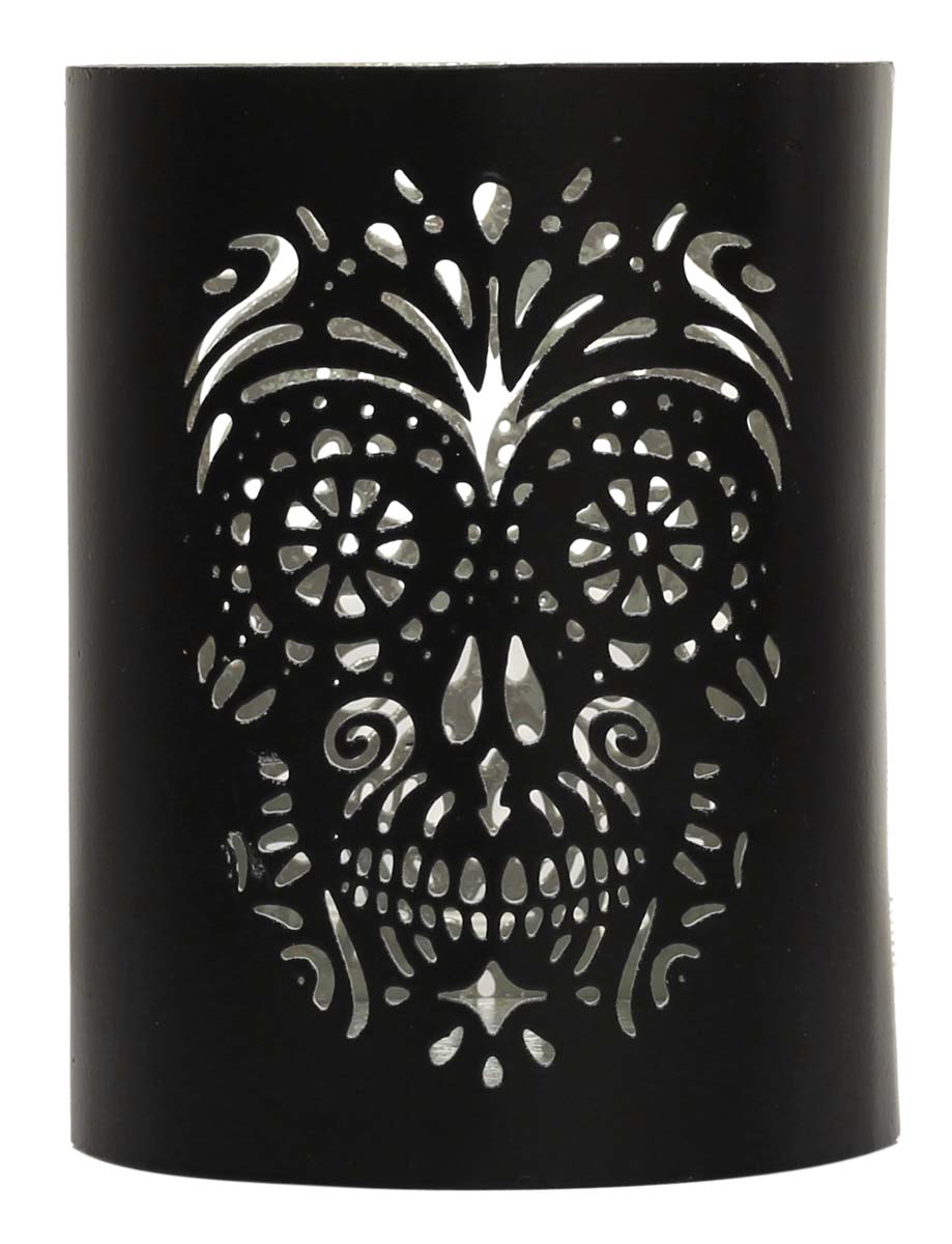 Black Tea-Light Candle Holder – Handmade in Iron – Devil’s Face Cut-Outs – Unique Votive Candle Stands – Home Décor / Gifts from India